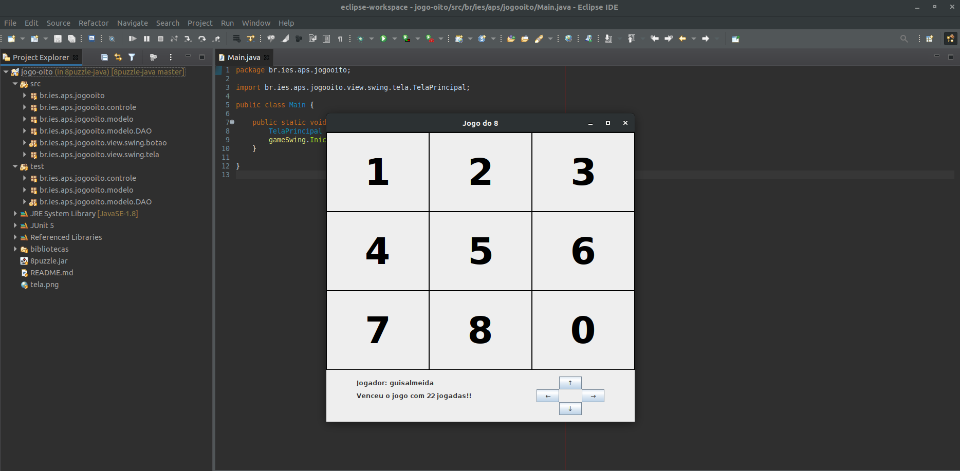 "8 Puzzle" a game in Java | Guilherme Almeida
